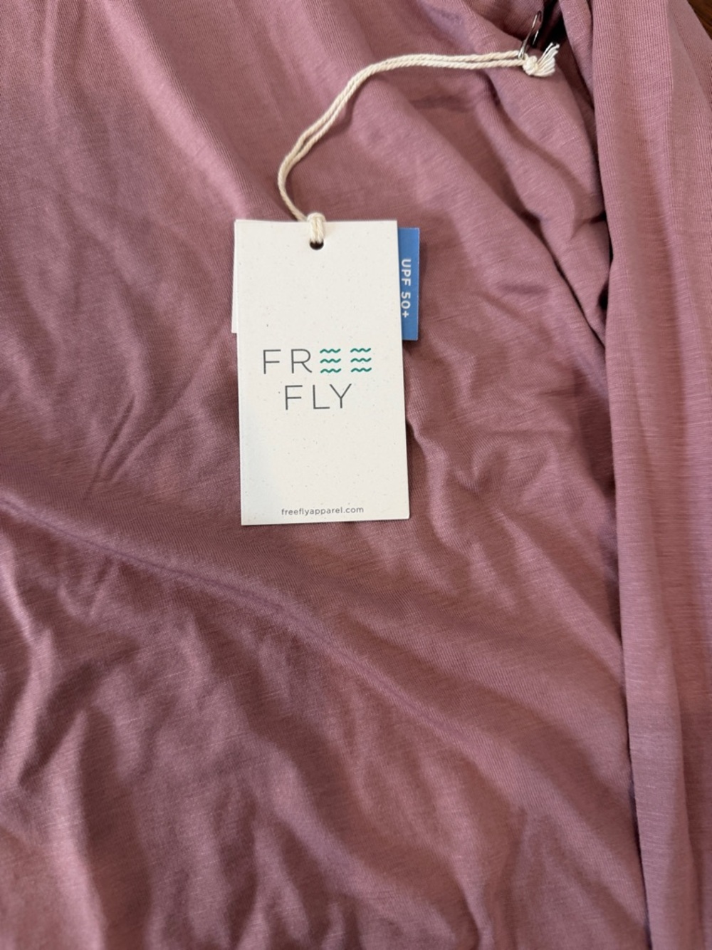 FREE FLY NWT Light Mauve Hooded Long Sleeve Top - Picture 2 of 5